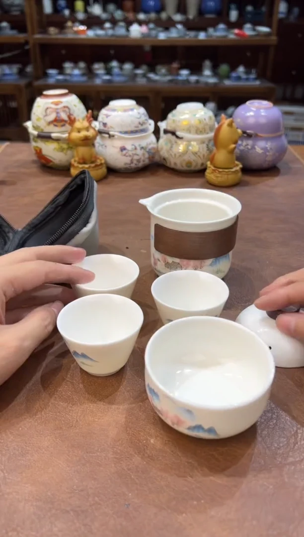 真的很便宜超好看会开片的旅行茶具