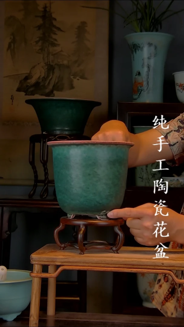 景德镇手工陶瓷花盆