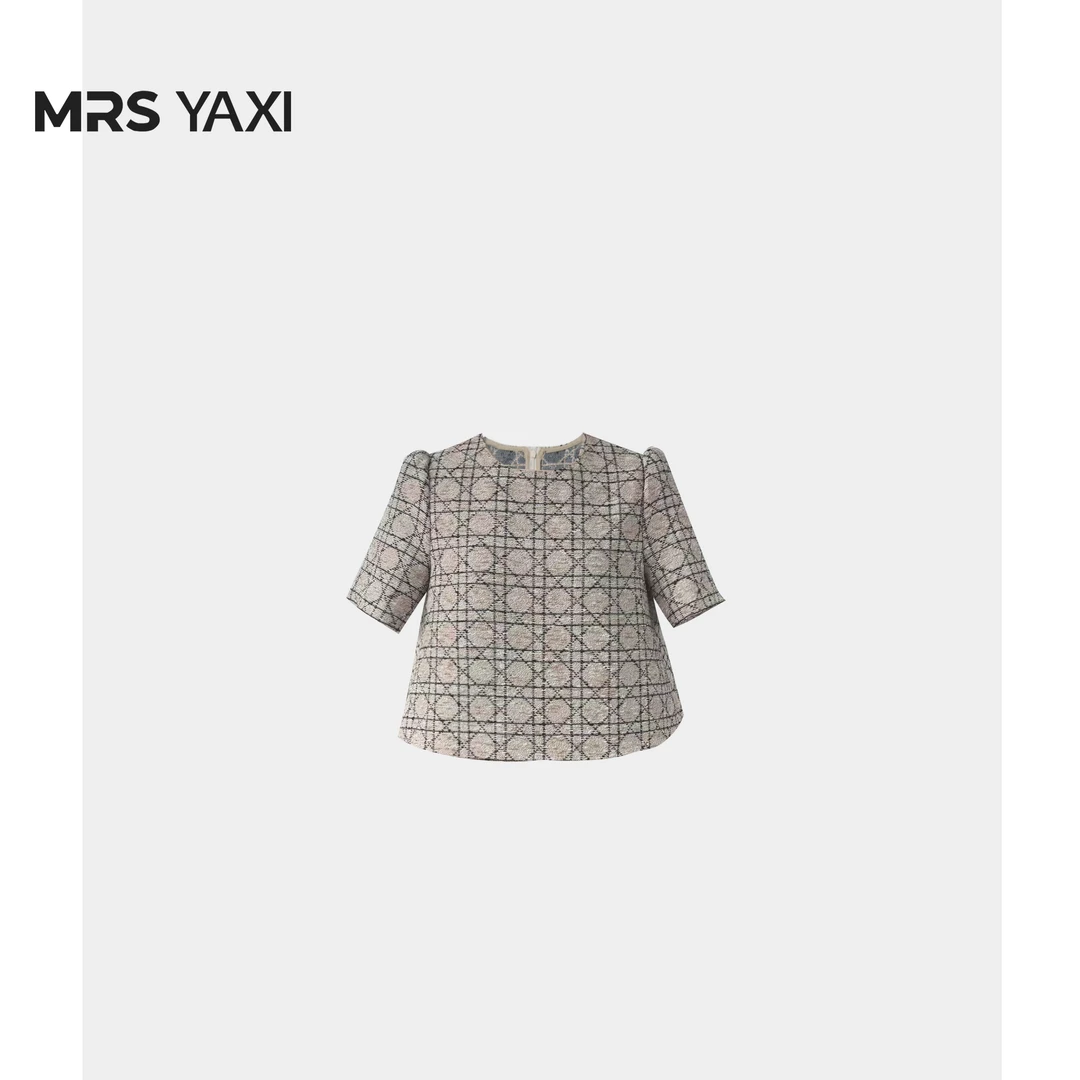 Mrsyaxi高品质小香格纹短袖上衣YX5061403