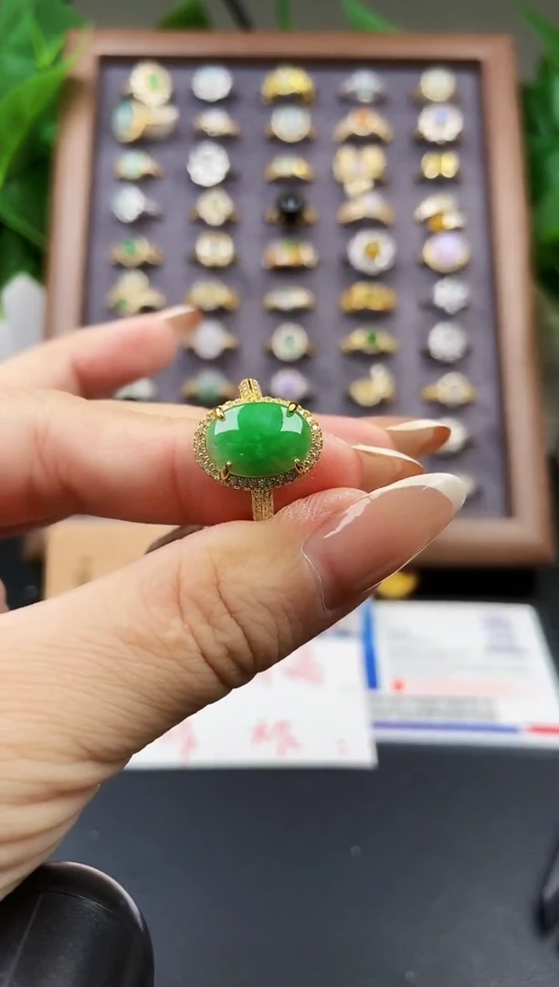 银S925镶嵌戒指翡翠12