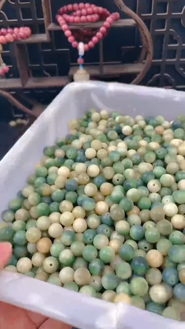 【闪购商品】菩提根/象牙果吊坠9.5mm绿飘花100