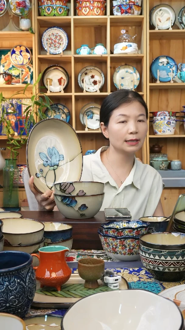 瓷片小可陶瓷高温釉下彩一组各一只