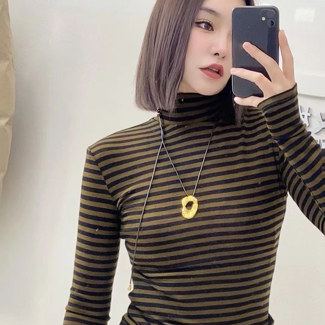 羊毛条纹小高领打底衫｜ye-yes