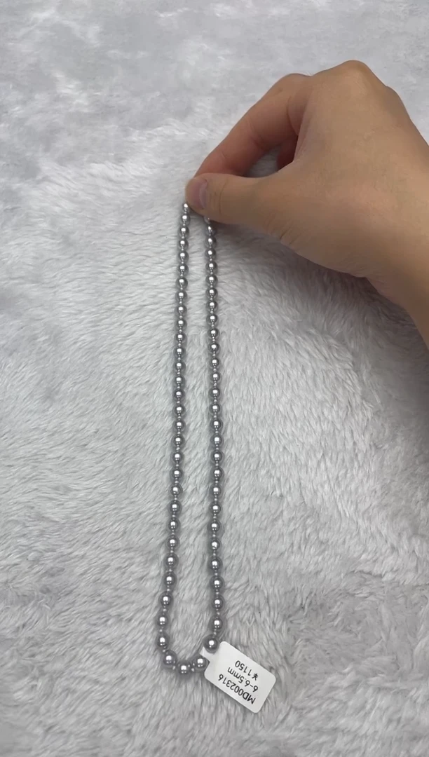 项链银S925镶嵌海水珍珠AK真多麻6-6.5mm