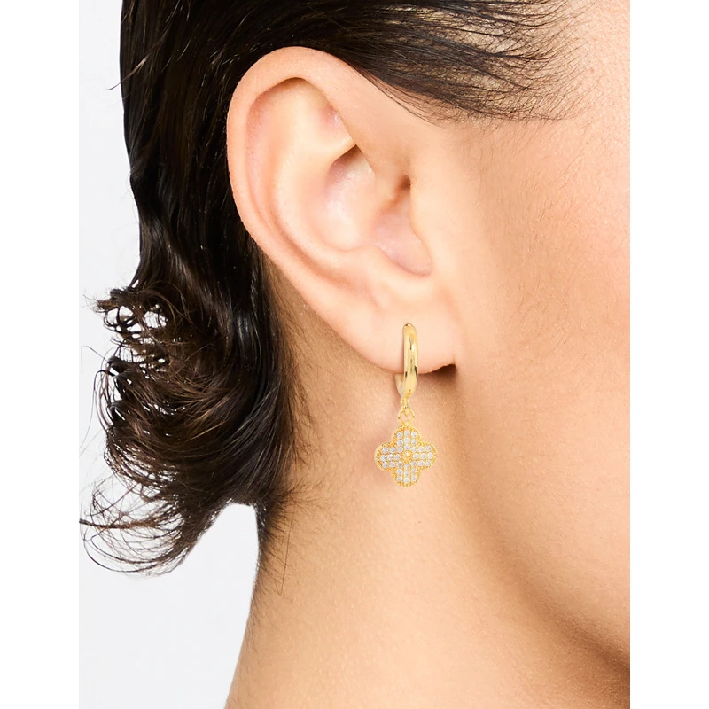 合金耳饰 Lovisa镀金镶锆石花朵耳环复古简约闪亮基础百搭耳坠