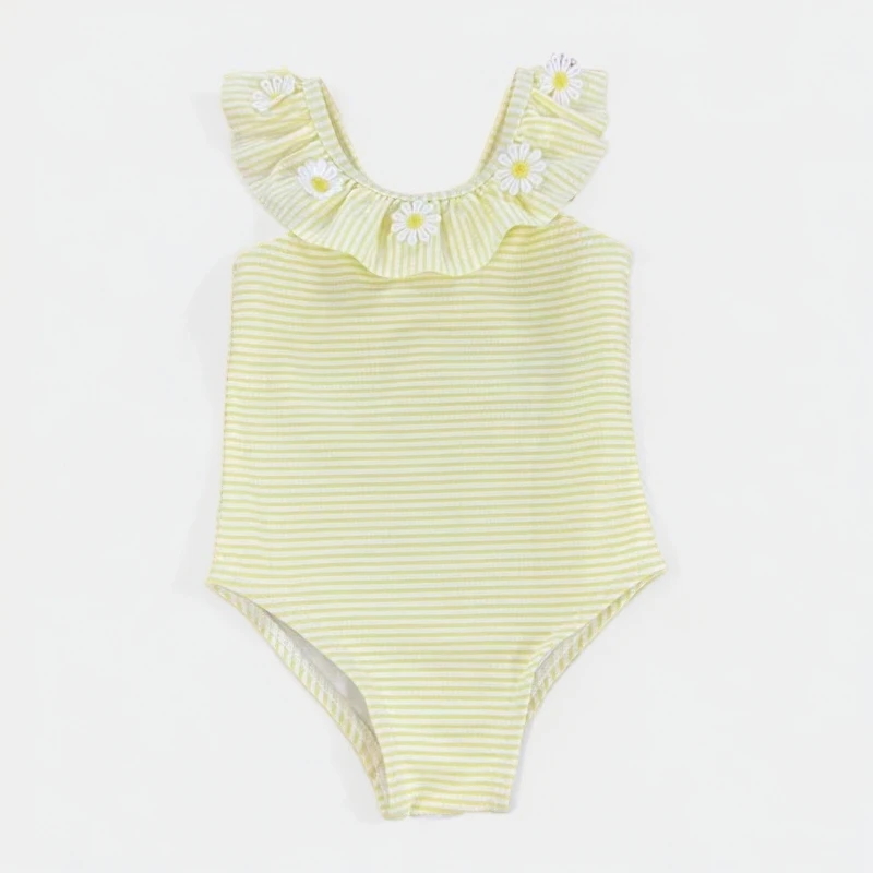 小雏菊.粉格蝴蝶结.立体粉星星.花边彩条三角连身衣