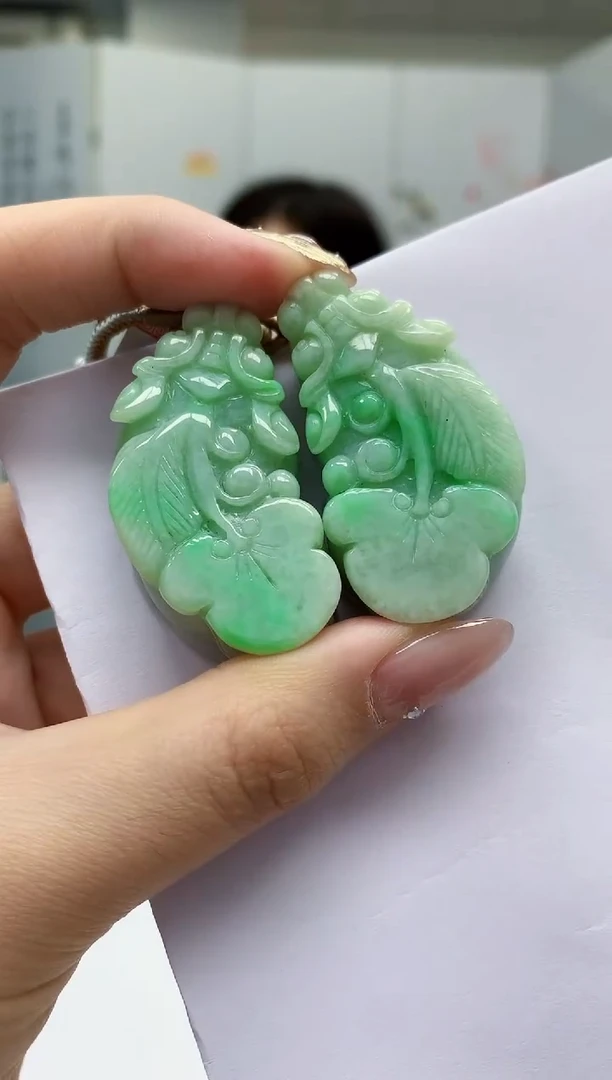 【闪购商品】定制翡翠未镶嵌4852jw-毛货挂件一对62