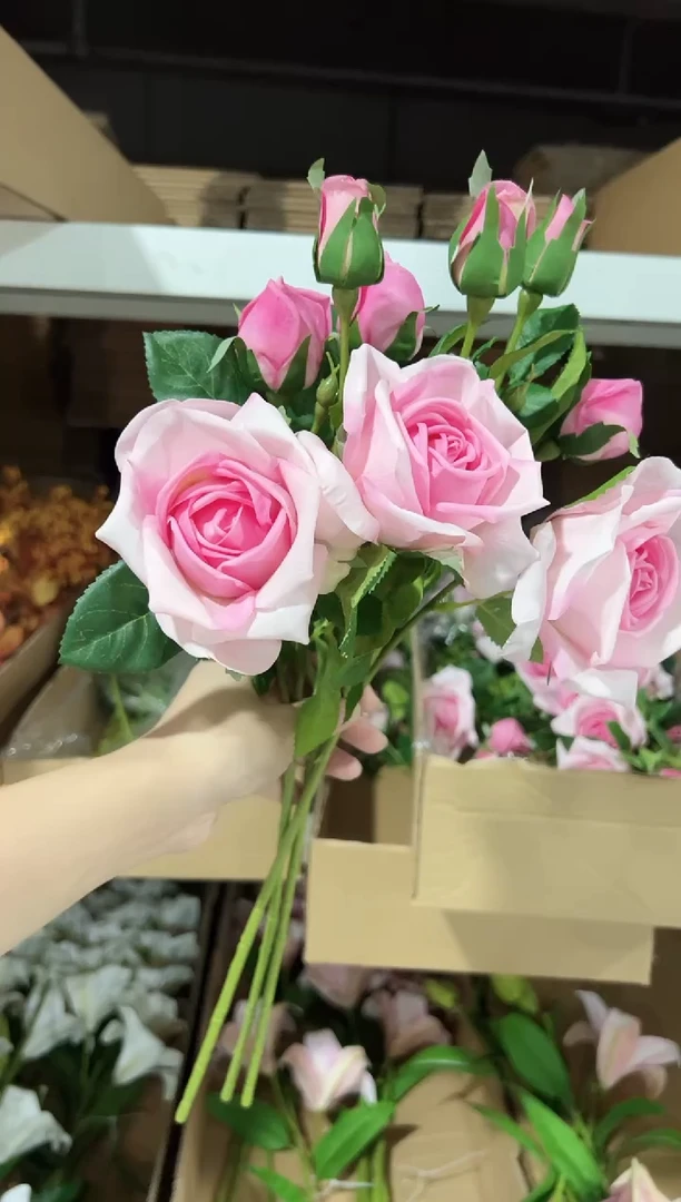 3枝粉色手感保湿妃子玫