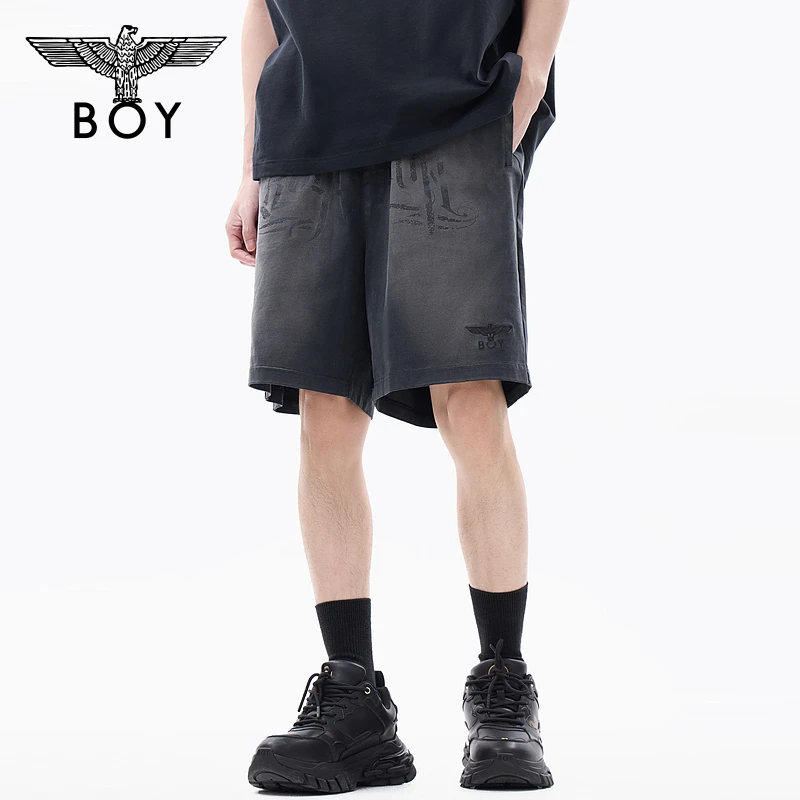 BOYLONDON25新款夏季男女同款直筒渐变抽绳简约时尚短裤N14005