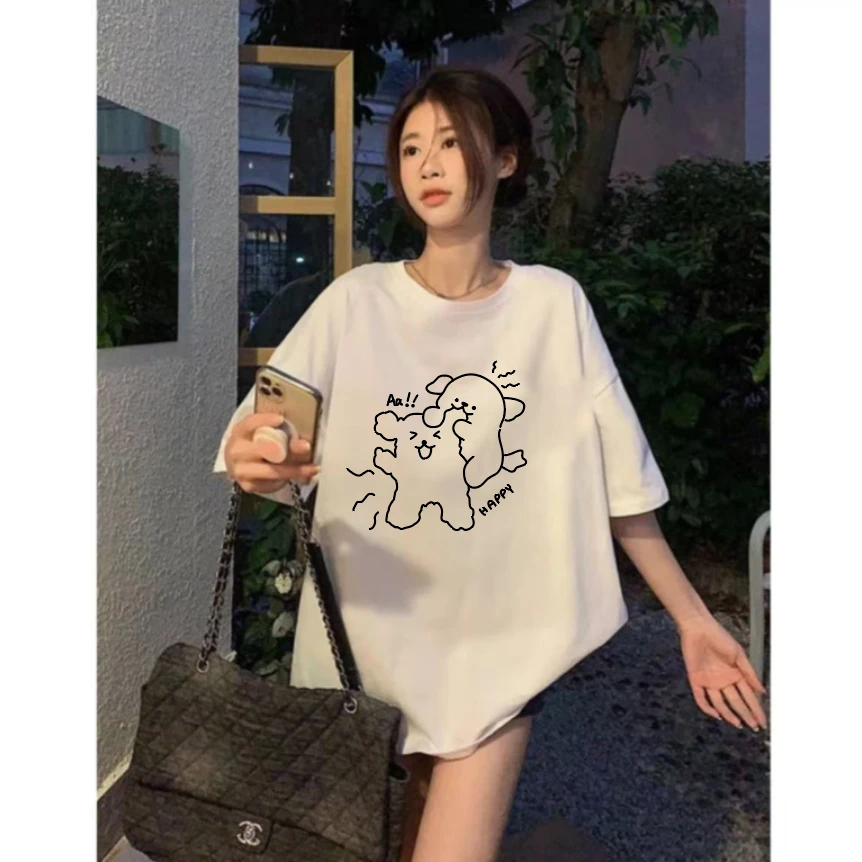 韩系创意百搭宽松圆领透气时尚休闲短袖T恤-男女同款