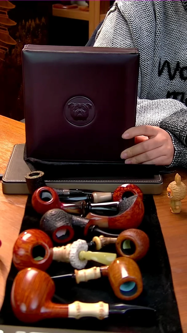 吉**宝英国小白点紫色雪茄盒烟斗