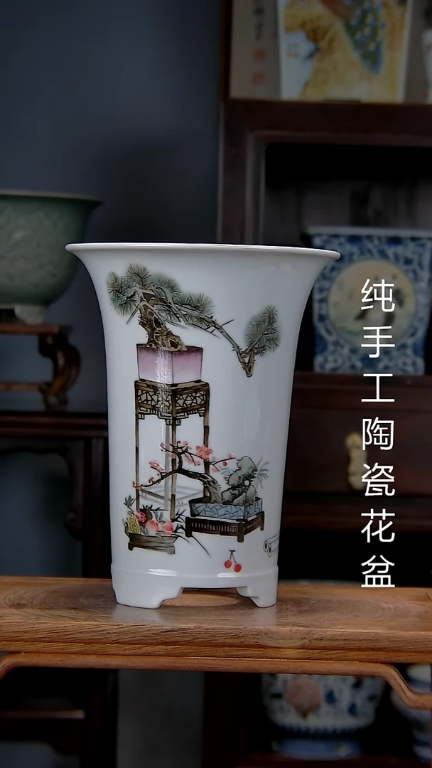景德镇陶瓷 手工花盆