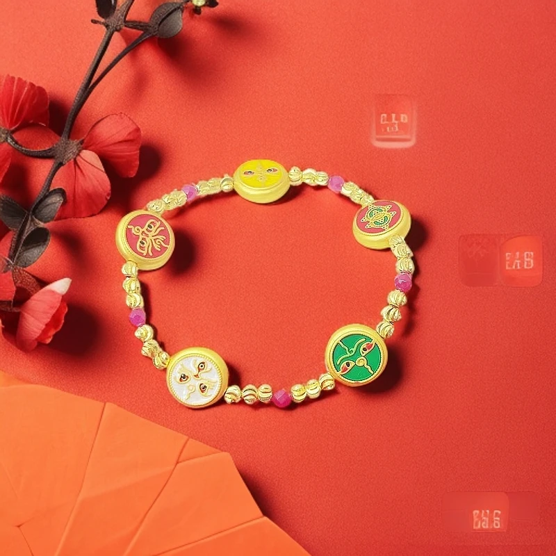 合成/培育【安】名贵珠宝五路财神红宝石DIY民族风手链（赠包装）K517