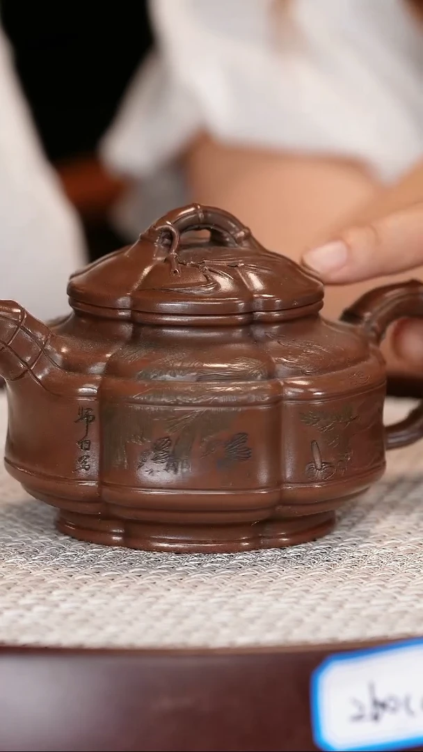 茶壶紫砂【徐小阳】紫泥六方竹鼓   300CC