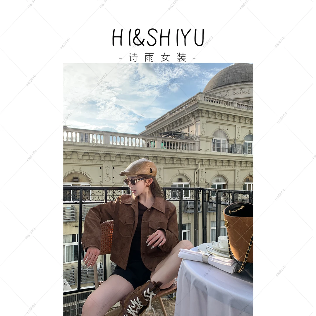 诗雨设计【咖啡糖】25年新款百搭设计感撞色线拱针特种线夹克外套