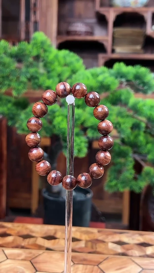 手串/手链黄花梨/降香黄檀保真海黄1.2   山水纹油梨料