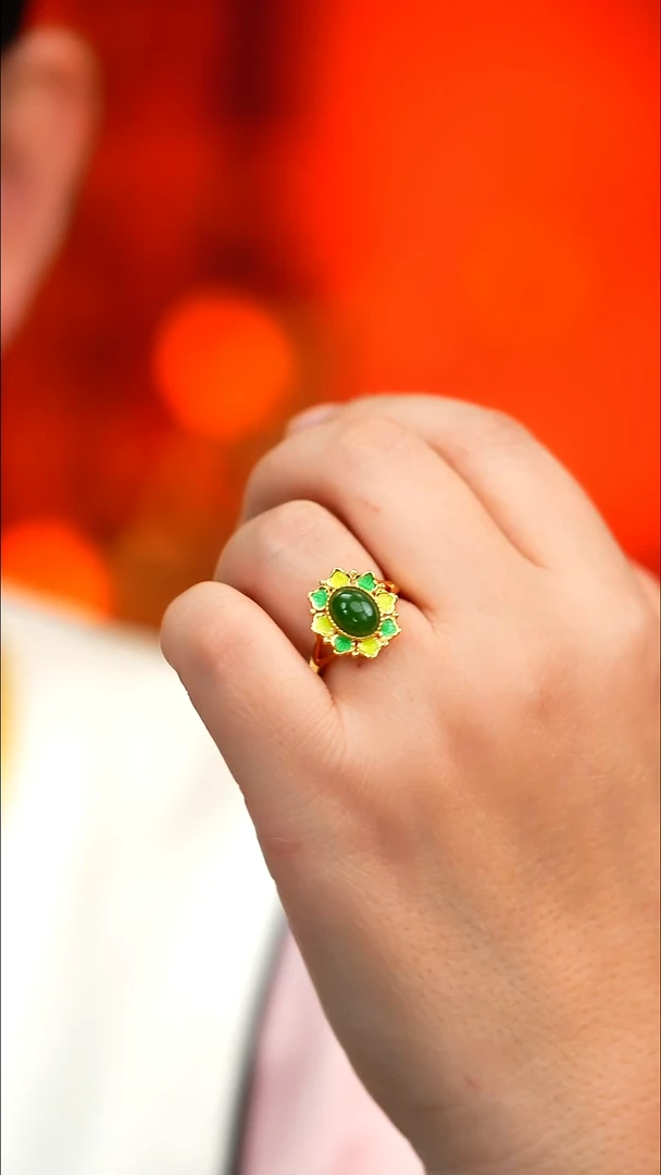 银S925镶嵌戒指和田玉新款