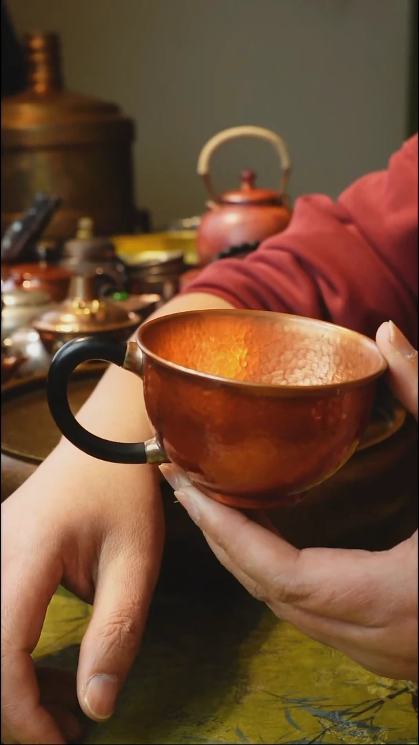 纯紫铜实木柄咖啡杯