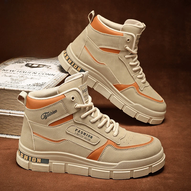男鞋2024男士新款时尚百搭舒适休闲马丁靴厚底高帮休闲鞋潮流潮鞋