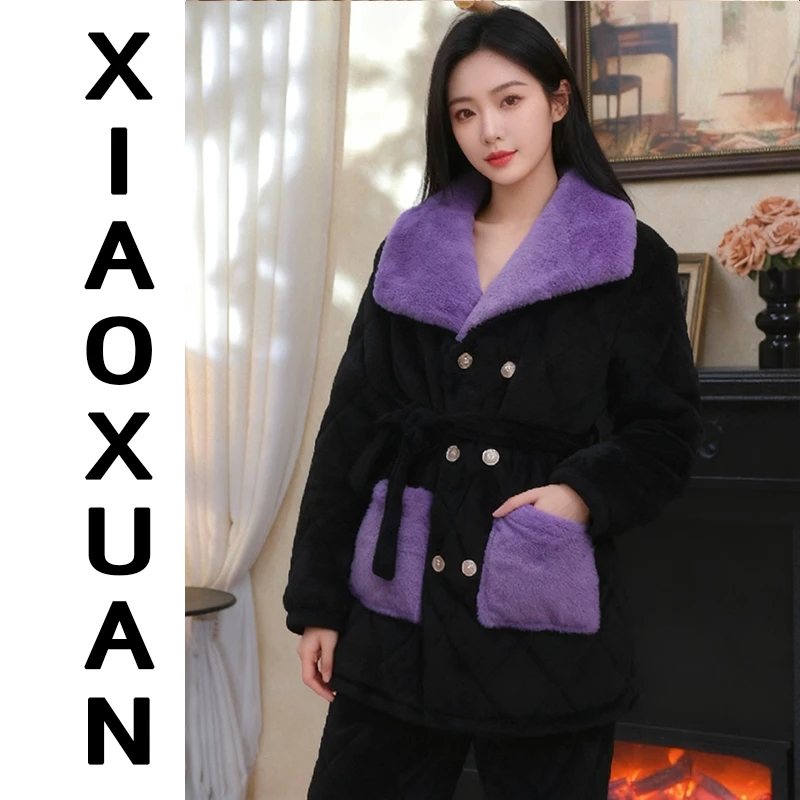 【娇闺千金】新中式国风新款冬季加厚气质感三层保暖加厚加绒居家