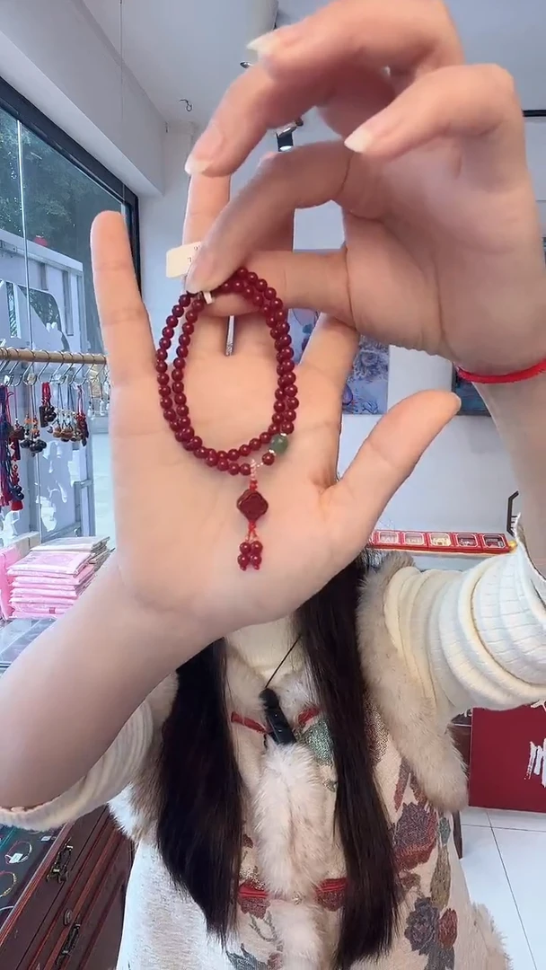 天然辰砂朱砂手串4mm双圈