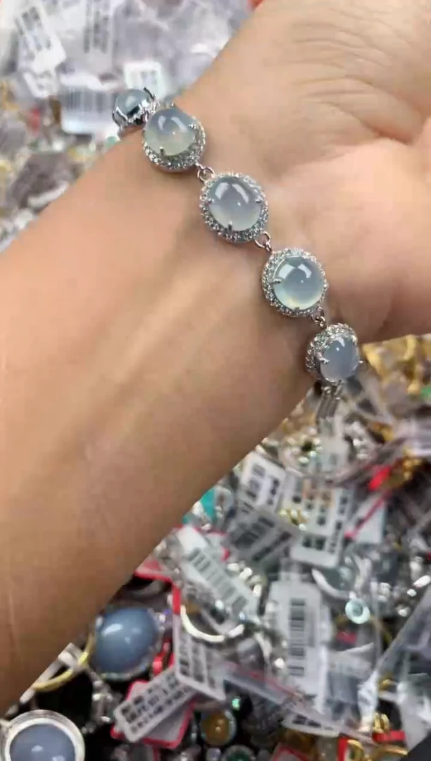 银S925镶嵌戒指翡翠444      3