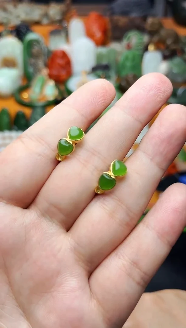 【闪购商品】和田玉耳饰银S925镶嵌耳夹01