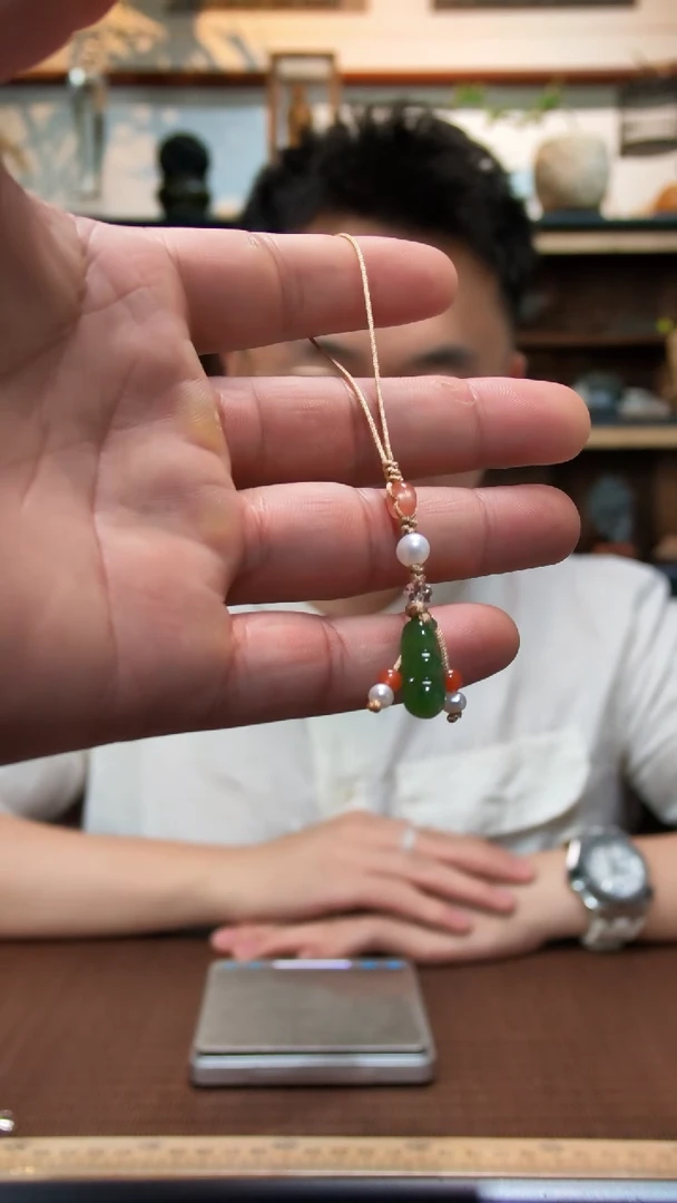 和田玉未镶嵌手机链碧玉福豆手机挂ZD