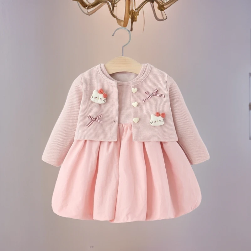 女童连衣裙秋装周岁宝宝礼服花苞裙儿童套装裙子小女孩公主裙洋气