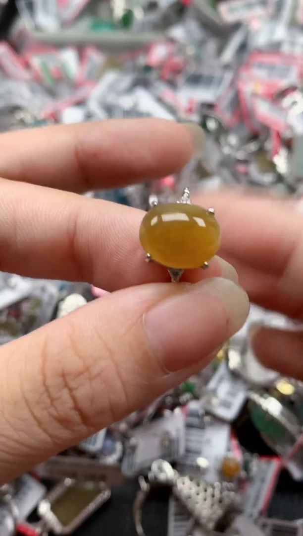 银S925镶嵌戒指翡翠天然A货缅甸翡翠