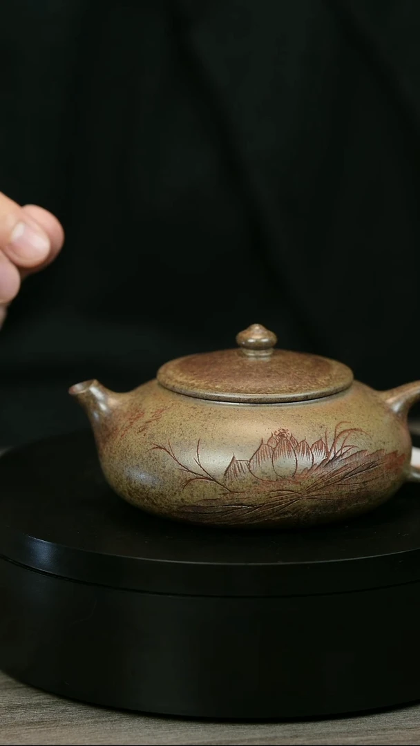 茶壶紫砂平**乐H2028李琴柴烧莲花寒江