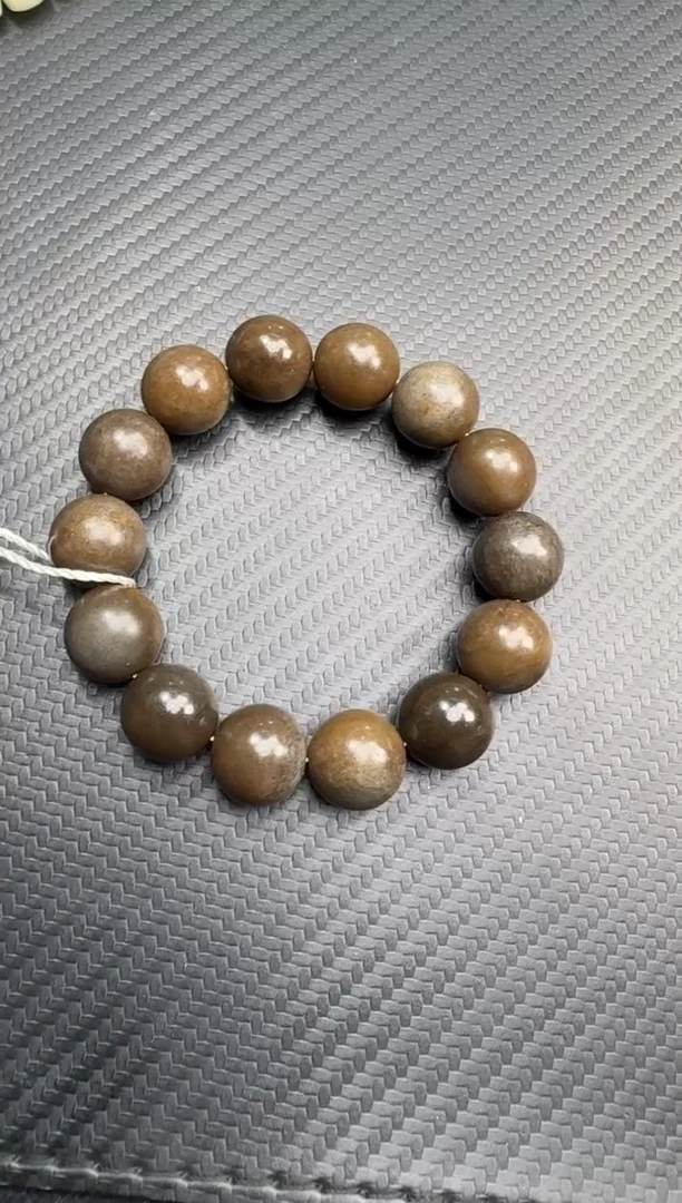 未镶嵌手串和田玉若羌微色差卡15圆珠手串