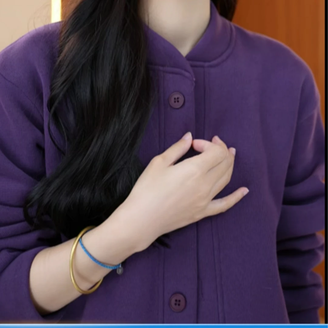 2025年纯色宽松大码显瘦 气质优雅加绒外套