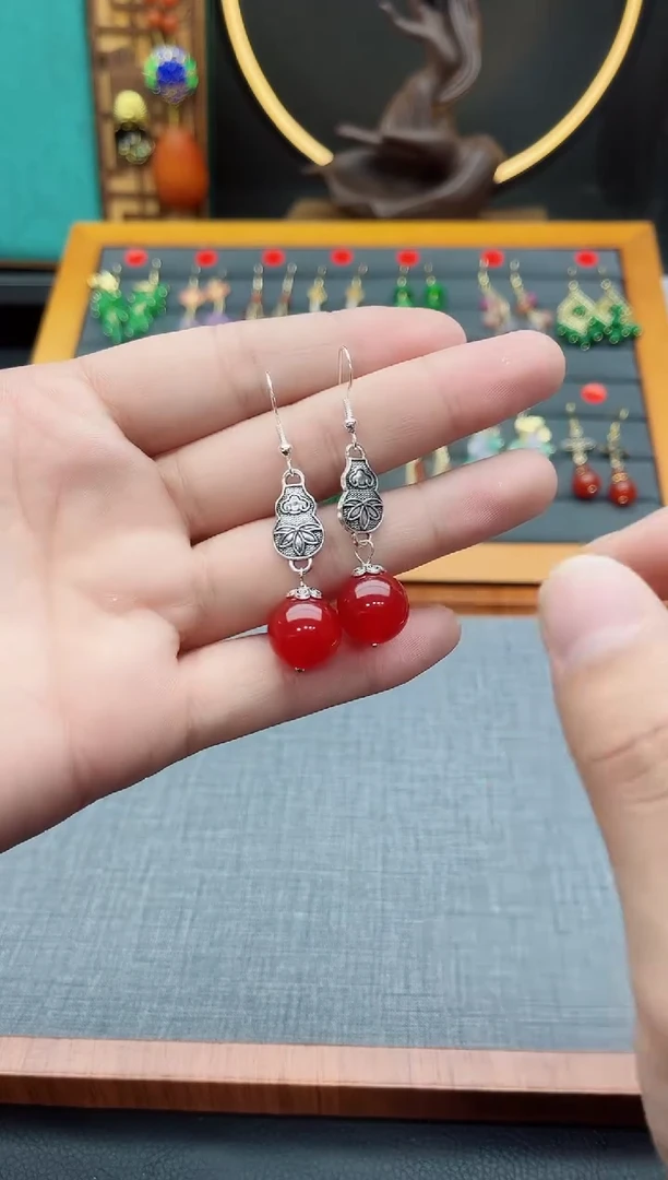 【闪购商品】南红玛瑙耳饰银S925镶嵌534000