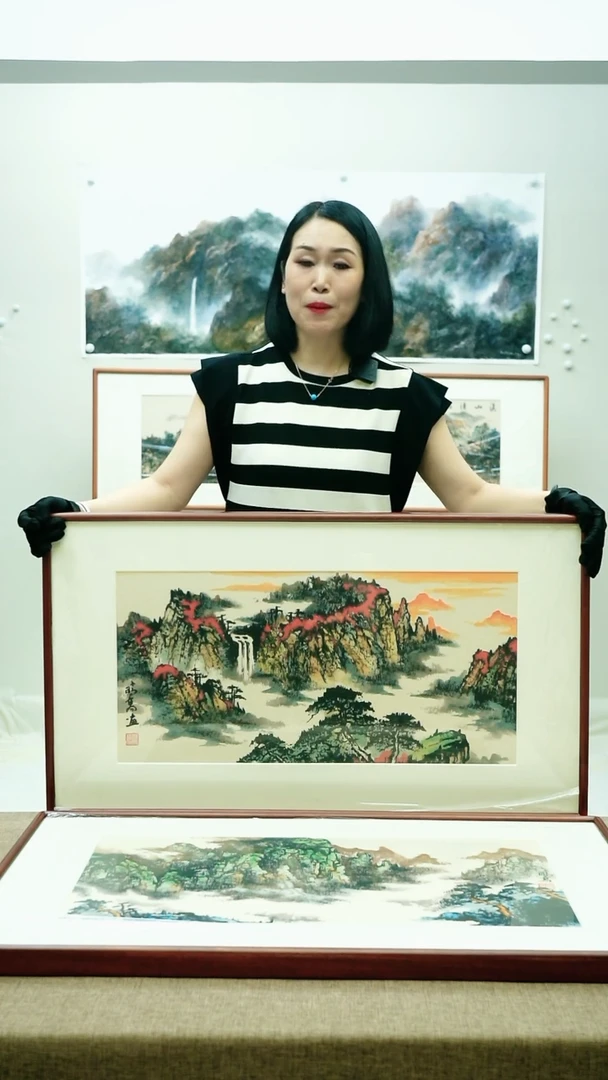 国画92*52唐鹏高手绘山水带框