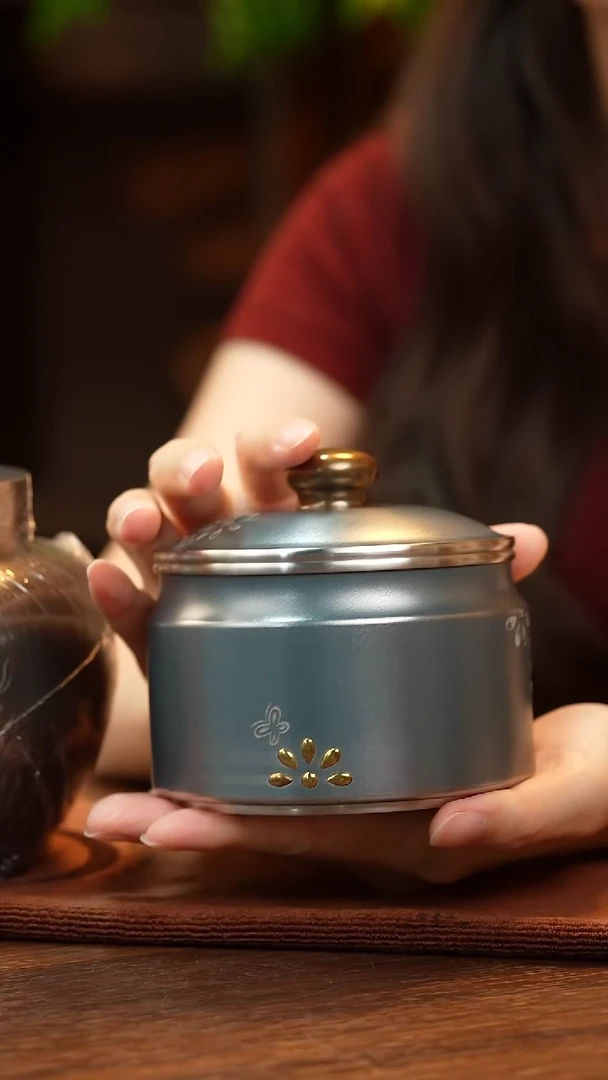 珐琅彩纯锡茶叶罐   特价一套