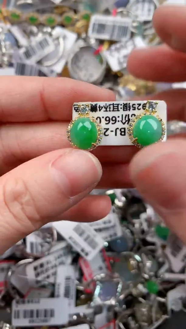 银S925镶嵌戒指翡翠13      6