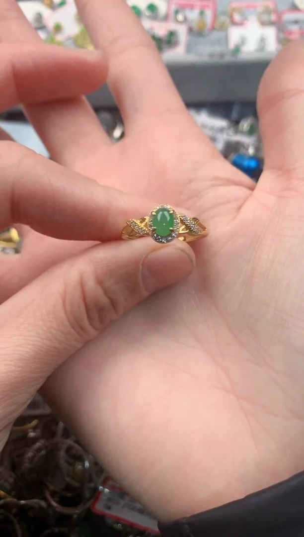 银S925镶嵌戒指翡翠2                        5