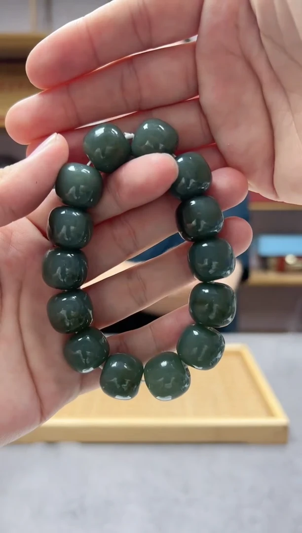 手串未镶嵌和田玉16且末瓷蓝