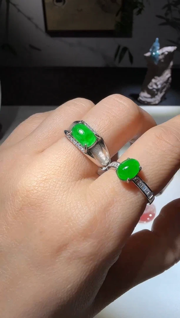 未镶嵌戒指翡翠两件套-多样性发其一