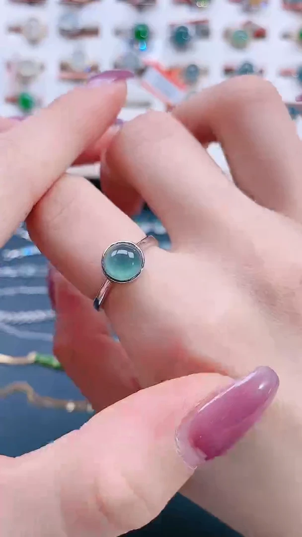 银S925镶嵌戒指翡翠天然翡翠