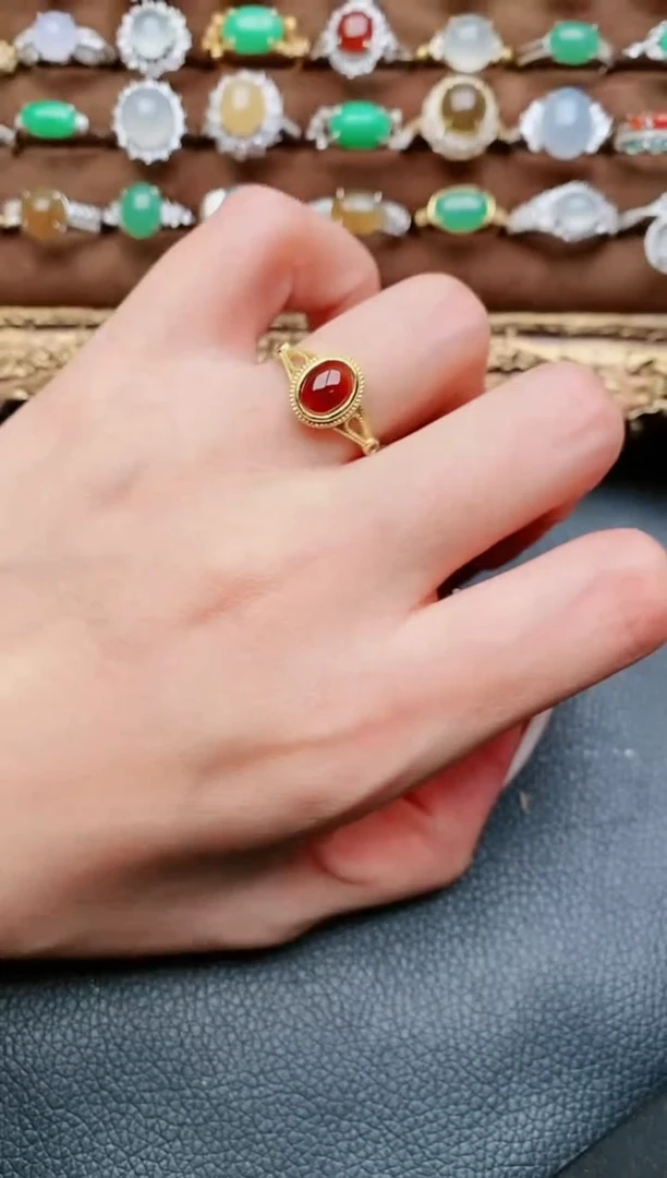 银S925镶嵌戒指翡翠...