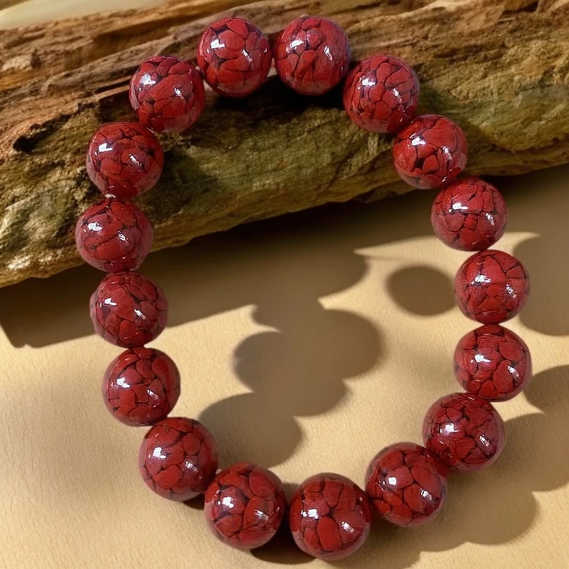 含辰砂工艺品含辰砂工艺品正宗天然朱砂手串红砂素圈手串12mm＋