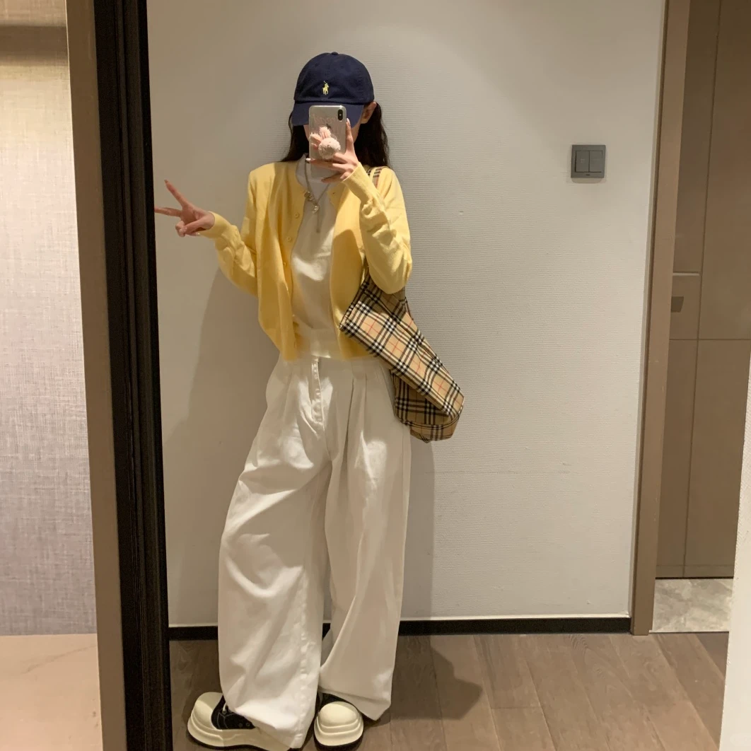 撞色假两件针织衫慵懒内搭打底衫开衫长袖外套上衣春季秋季新款