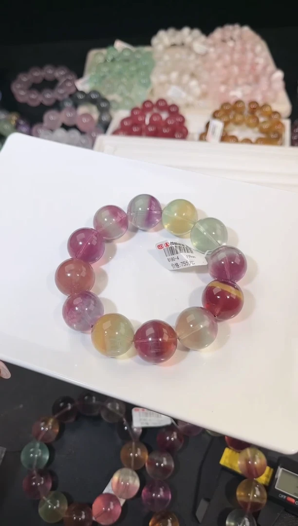手链未镶嵌萤石多样性发一彩萤石19mm
