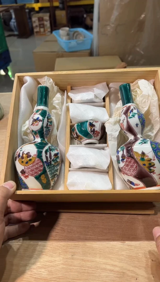 766  满工交趾釉两葫芦五杯-全新