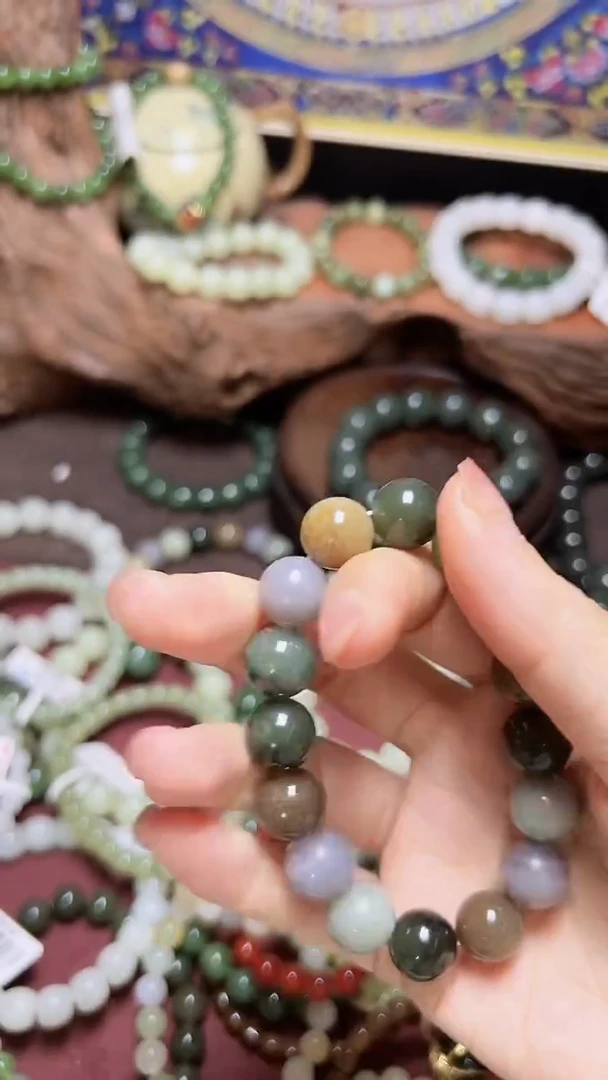 未镶嵌手链和田玉12MM楼兰三色