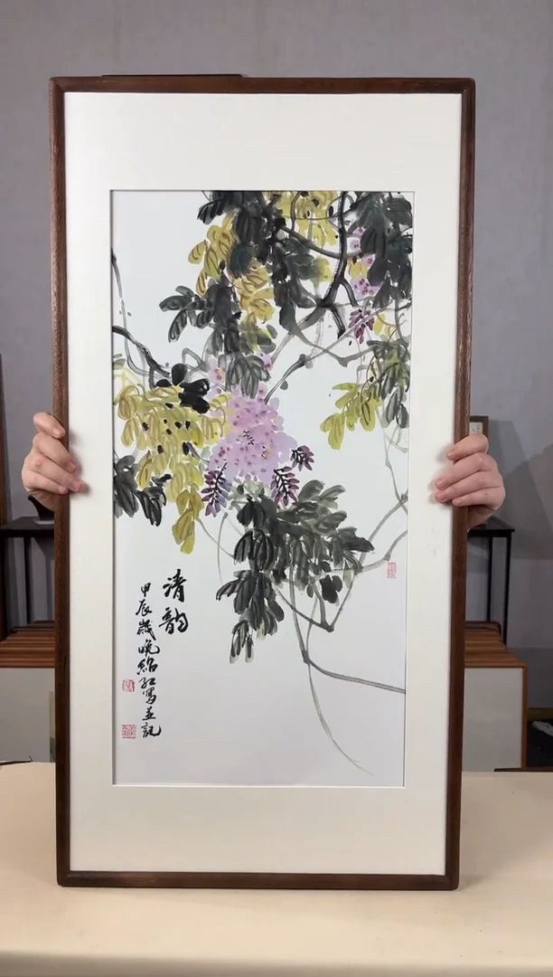 国画手绘*清韵*47*92cm带框发货