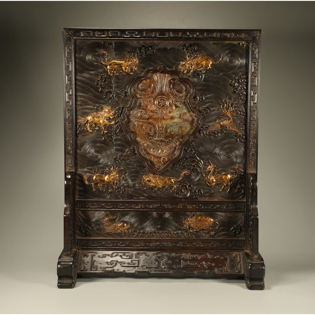 文华开物第245期拍品 10 清 紫檀雕海兽纹座屏