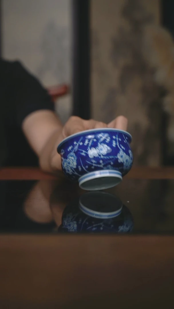 杯子蓝地冰梅炉式杯